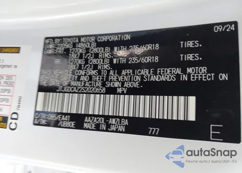 2025 Lexus Nx 250 Premium from USA, damaged, VIN JTJGDCAZ2S2020658